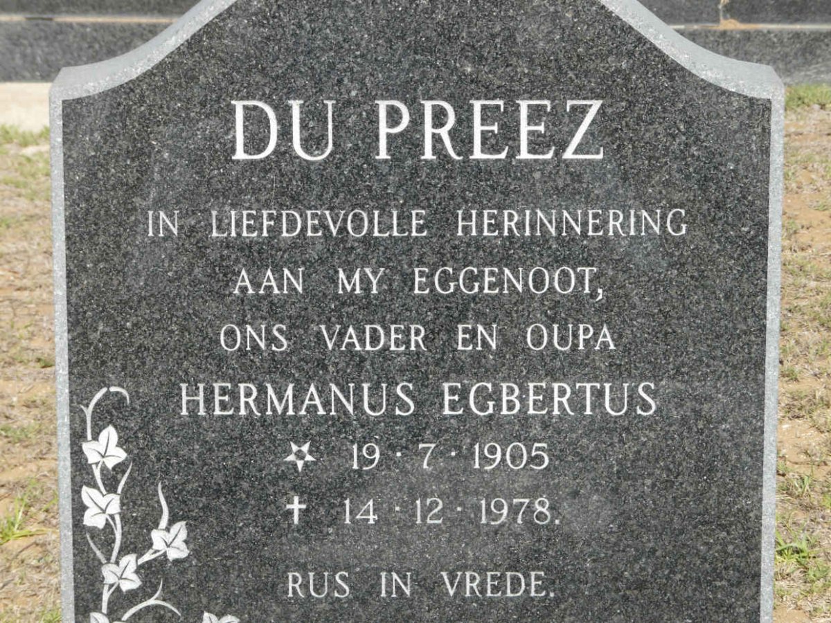 PREEZ Hermanus Egbertus, du 1905-1978