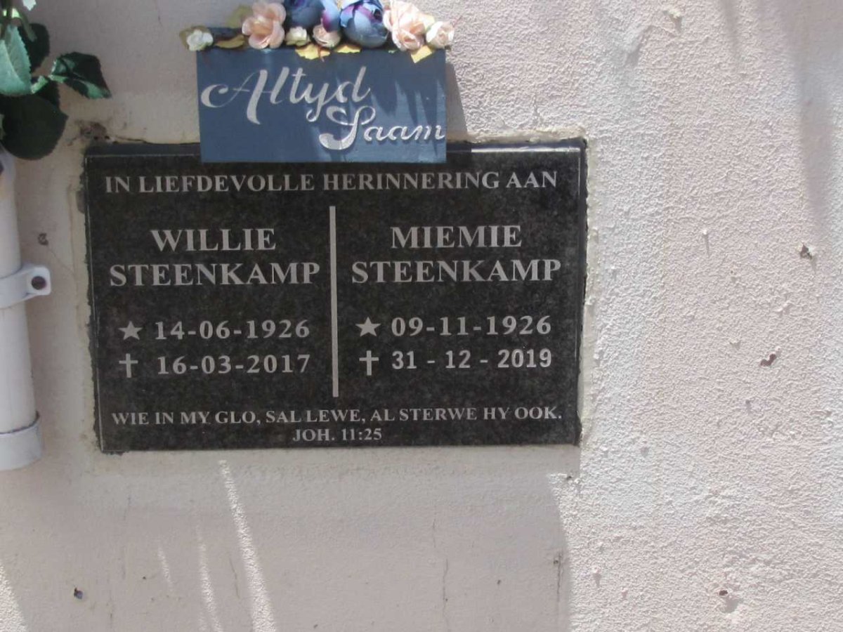 STEENKAMP Willie 1926-2017 &amp; Miemie 1926-2019