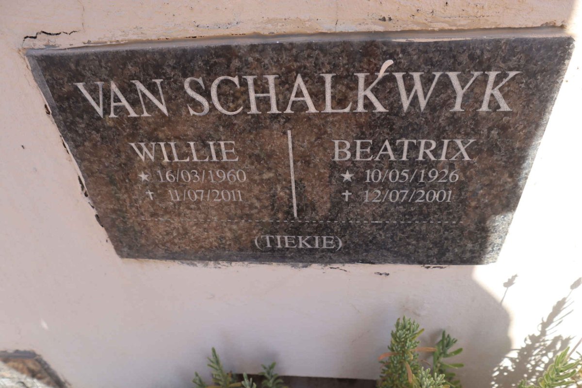 SCHALKWYK Willie, van 1960-2011 & Beatrix 1926-2011