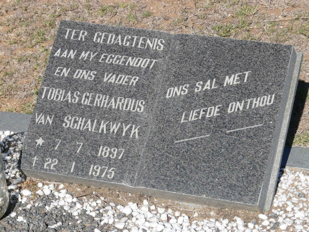 SCHALKWYK Tobias Gerhardus, van 1897-1975