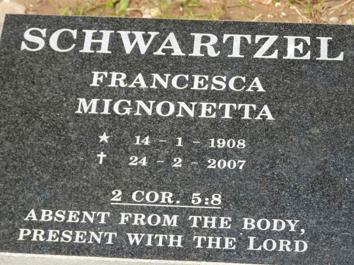 SCHWARTZEL Francesca Mignonetta 1908-2007