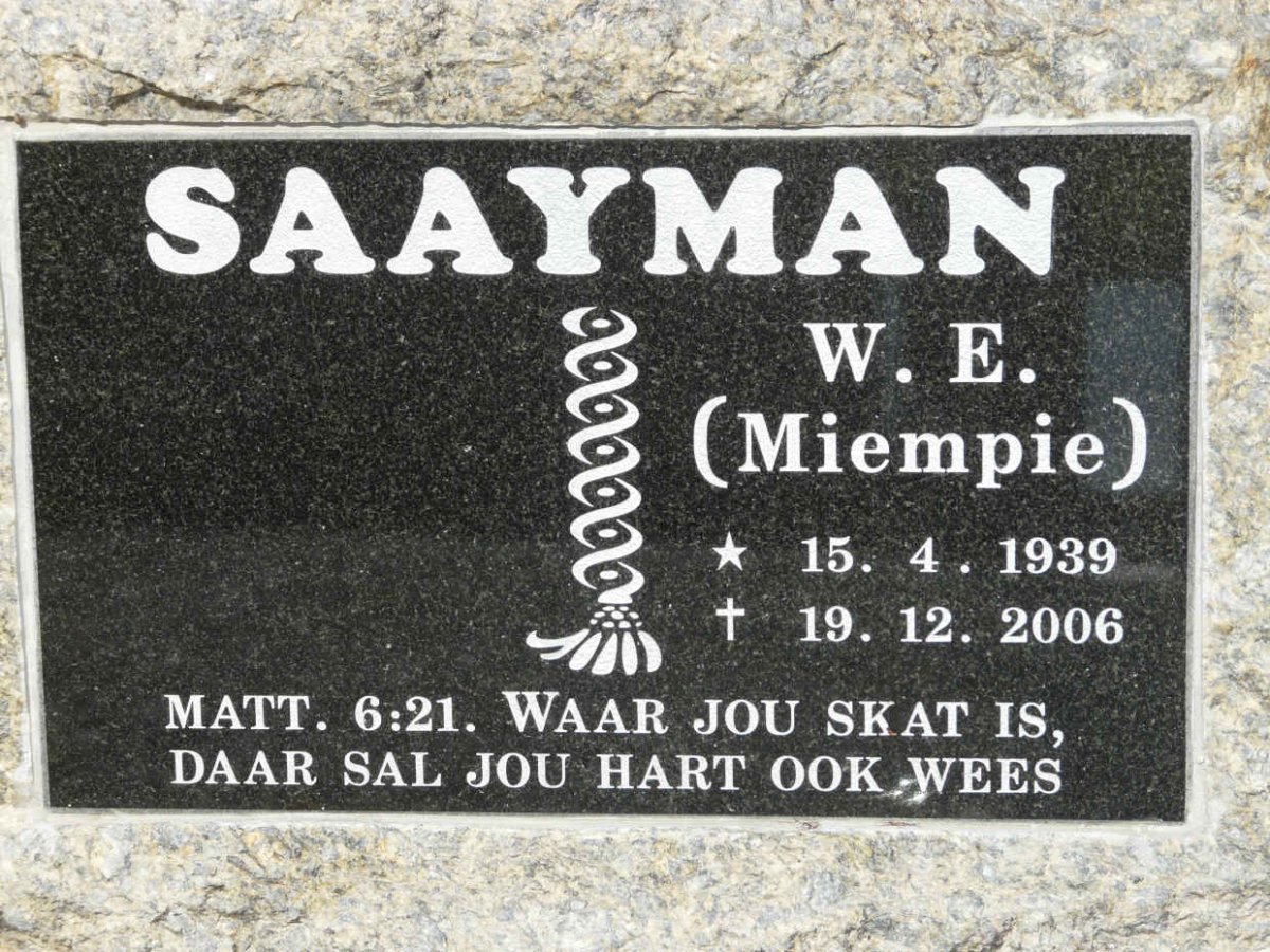 SAAYMAN W.E. 1939-2006