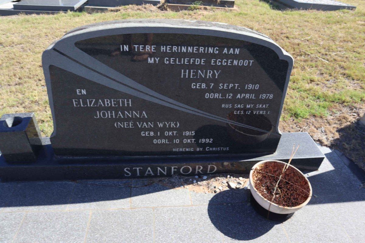 SANFORD Henry 1910-1978 & Elizabeth Johanna VAN WYK 1915-1992