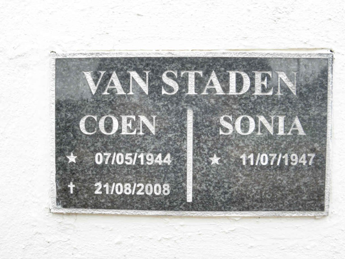STADEN Coen, van 1944-2008 &amp; Sonia 1947-