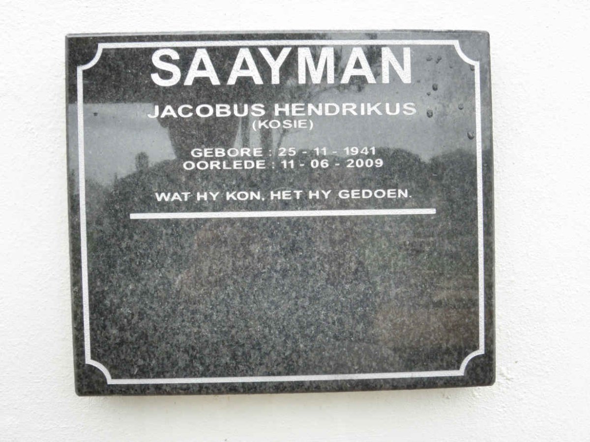 SAAYMAN Jacobus Hendrikus 1941-2009