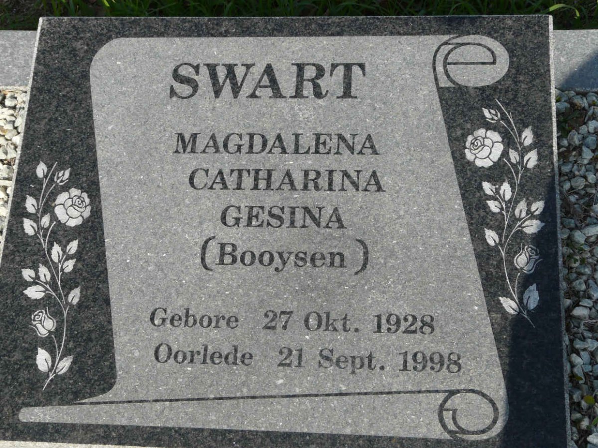 SWART Magdalena Catharina Gesina neé BOOYSEN 1928-1998