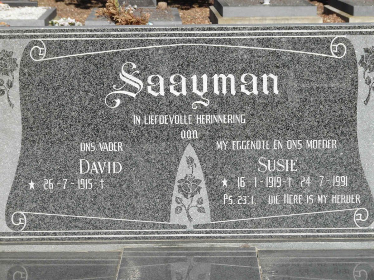 SAAYMAN Dawid 1915- &amp; Susie 1919-1991