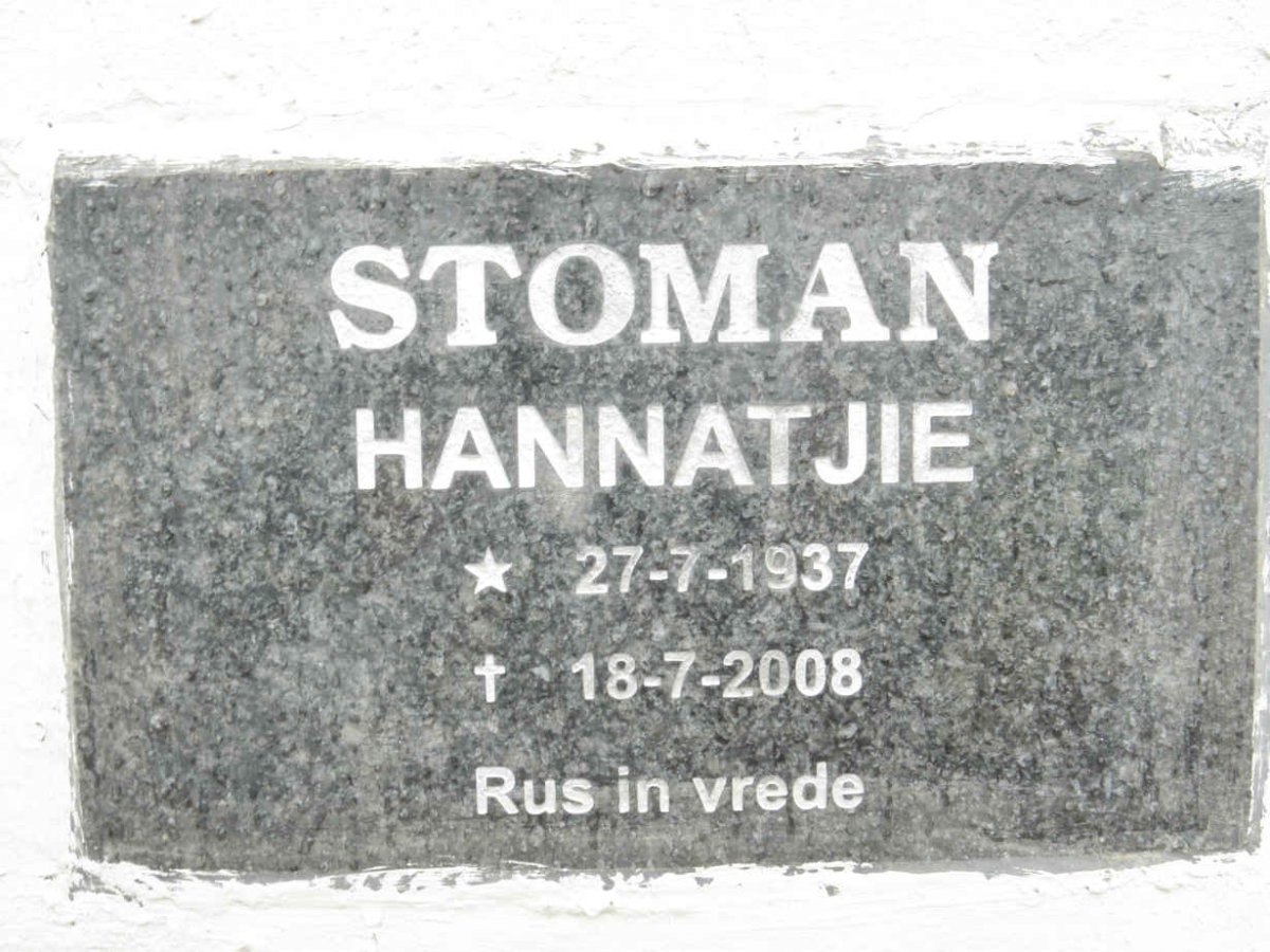 STOMAN Hannatjie 1937-2008
