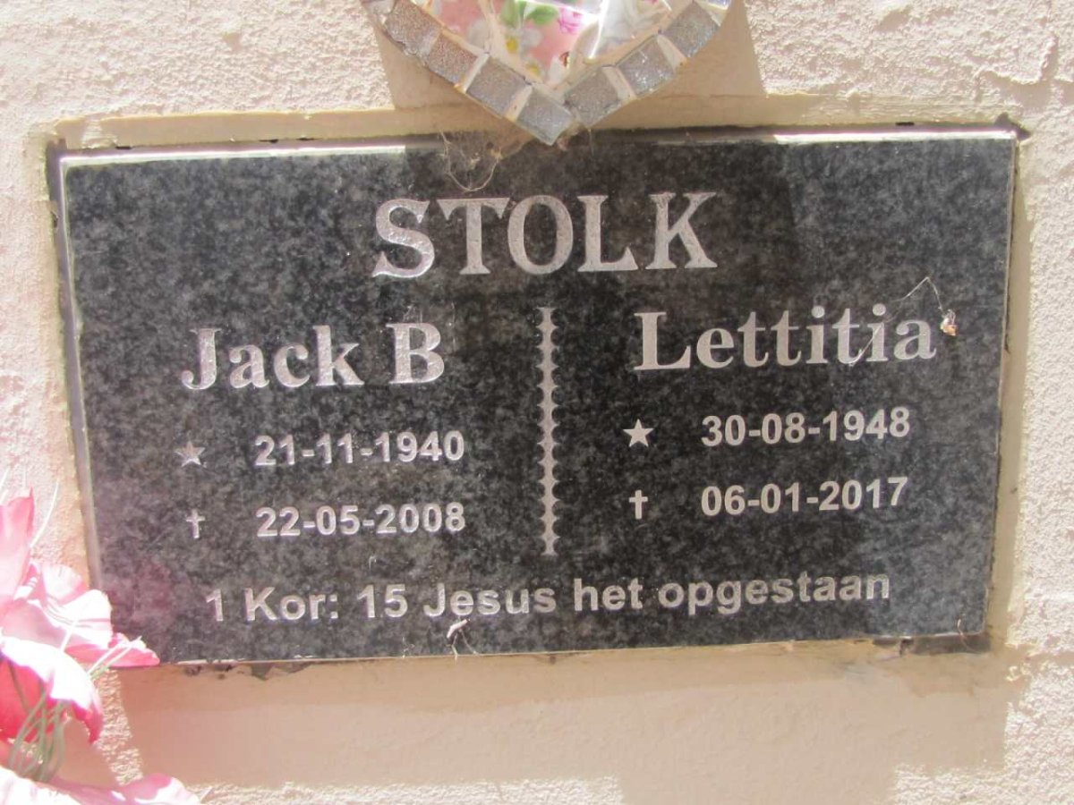 STOLK Jack B. 1940-2008 &amp; Lettitia 1948-2017