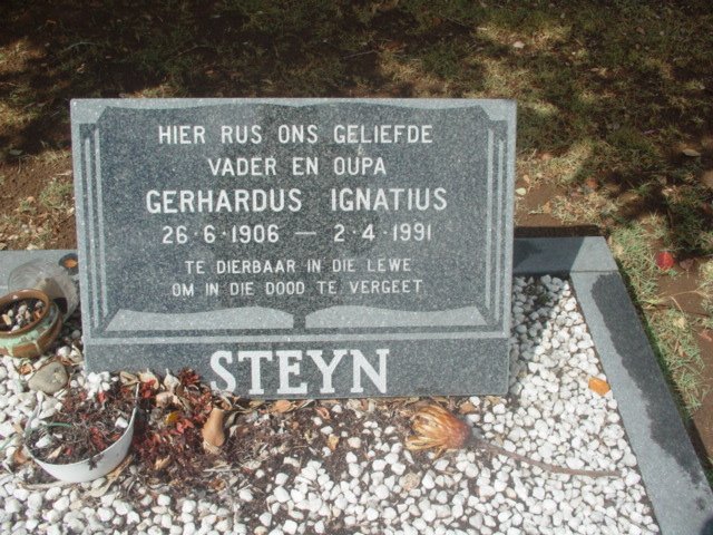 STEYN Gerhardus Ignatius 1906-1991