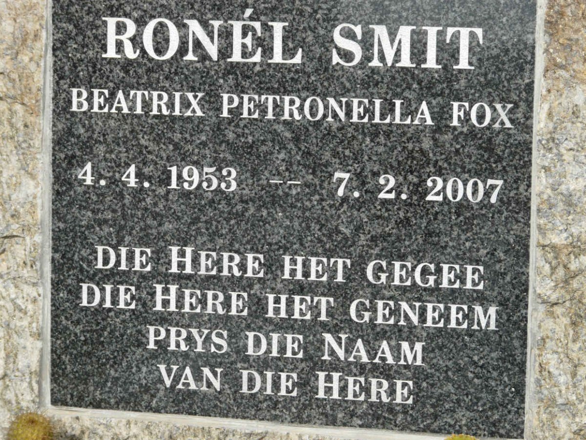 SMIT Beatrix Petronella nee FOX 1953-2007