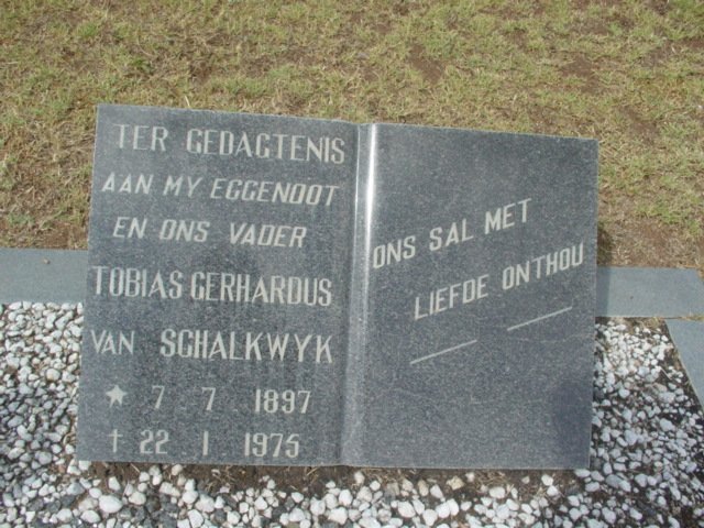 SCHALKWYK Tobias Gerhardus, van 1897-1975