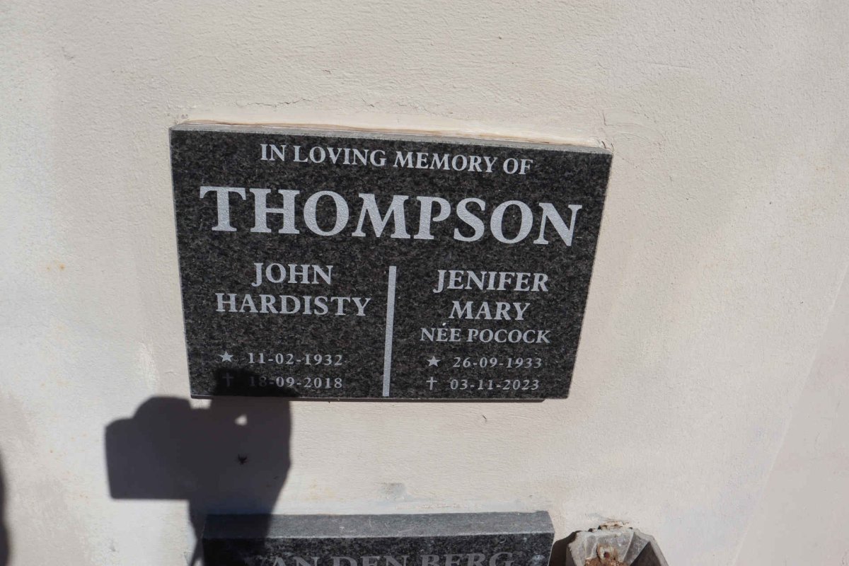 THOMPSON John Hardisty 1932-2018 & Jenifer Mary POCOCK 1933-2023