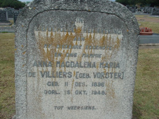 VILLIERS Anna Magdalena Maria, de nee VORSTER 1896-1948