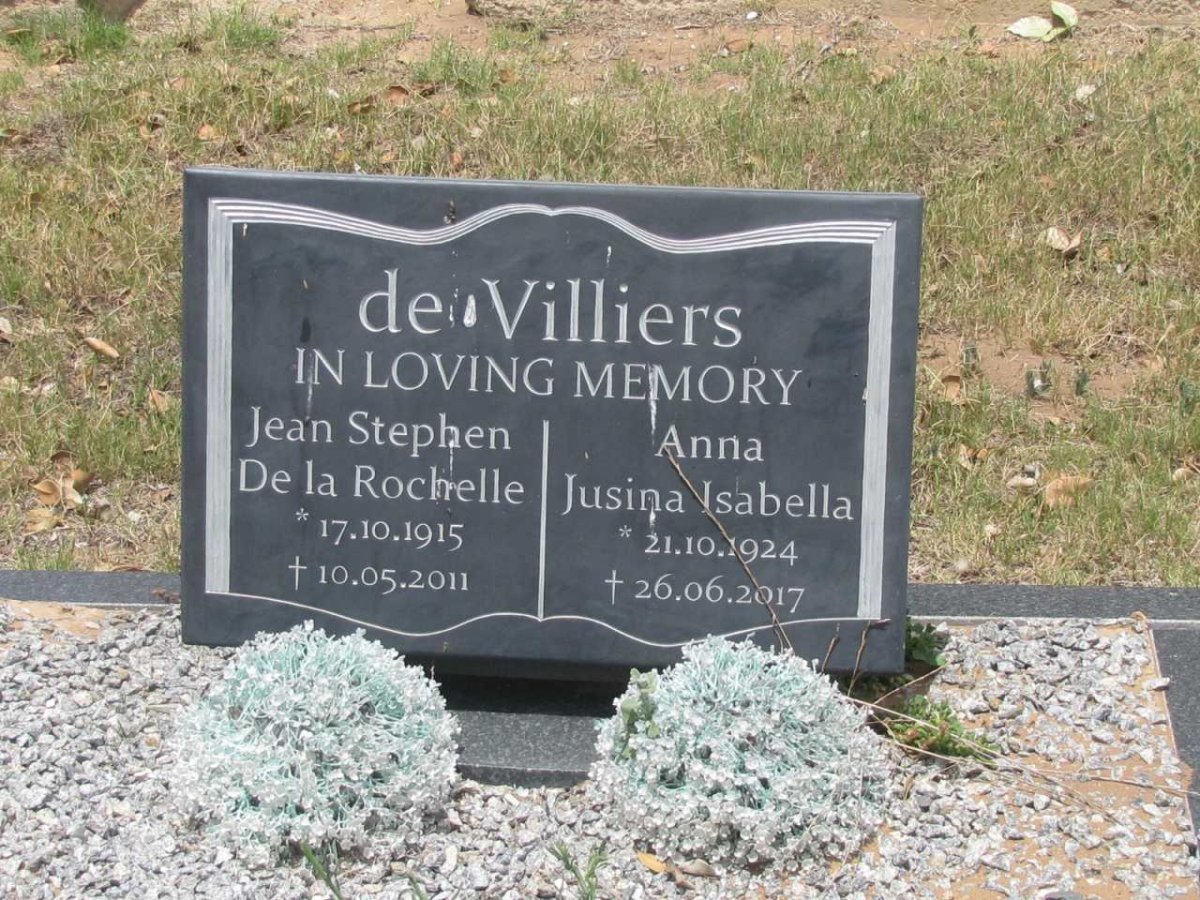 VILLIERS Jean Stephen De la Rochelle, de 1915-2011 &amp; Anna Jusina Isabella 1924-2017