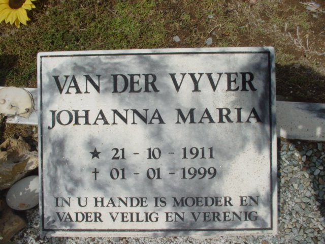 VYVER Johanna Maria, van der 1911-1999