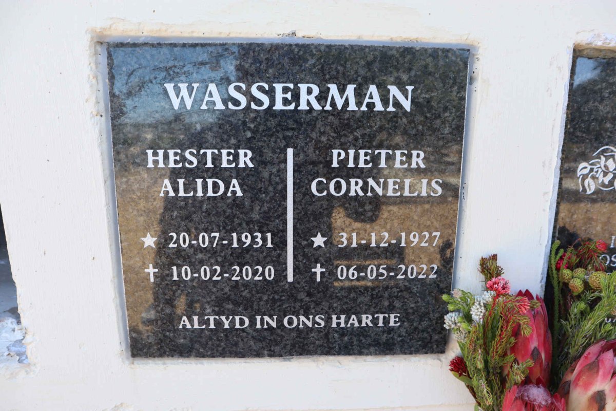 WASSERMAN Pieter Cornelis 1927-2022 & Hester Alida 1931-2020
