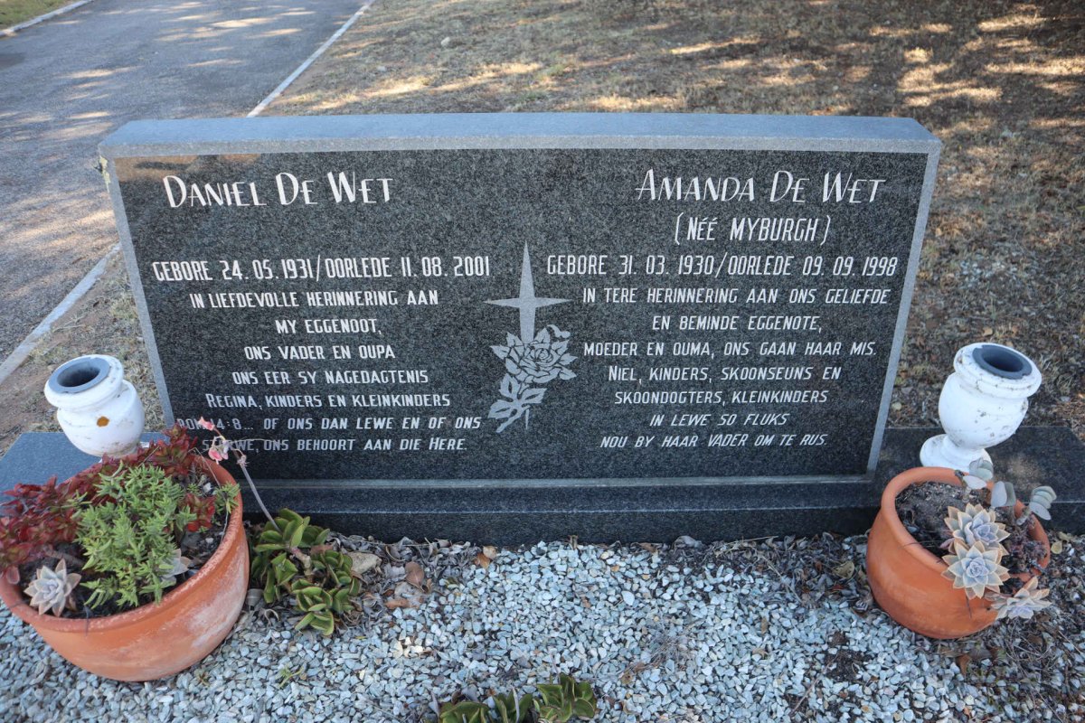 WET Daniel, de 1931-2001 & Amanda MYBURGH 1930-1998