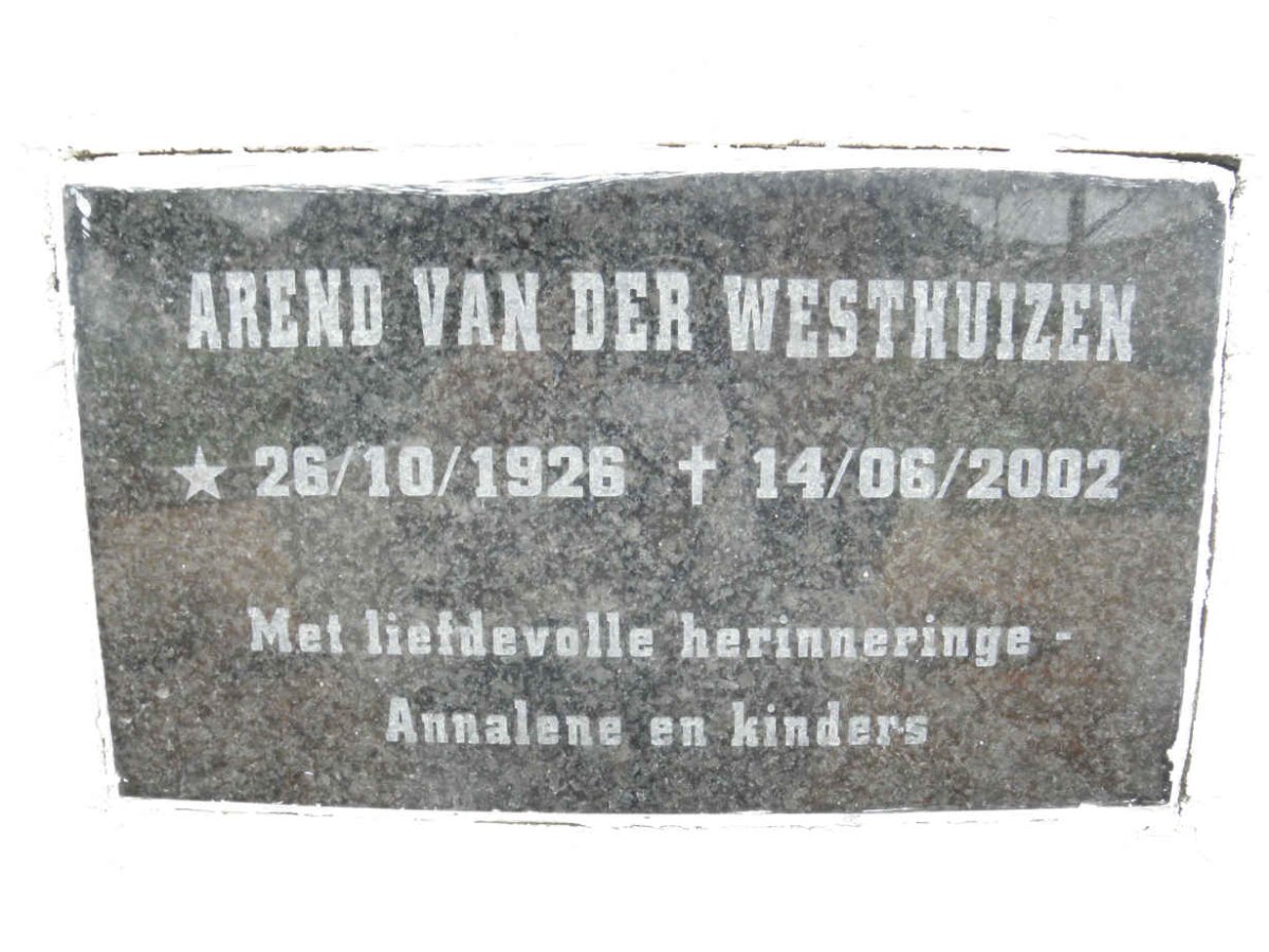 WESTHUIZEN Arend, van der 1926-2002