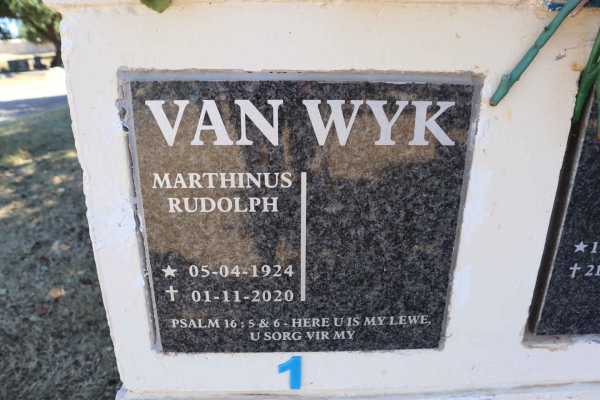 WYK Marthinus Rudolph, van 1924-2020