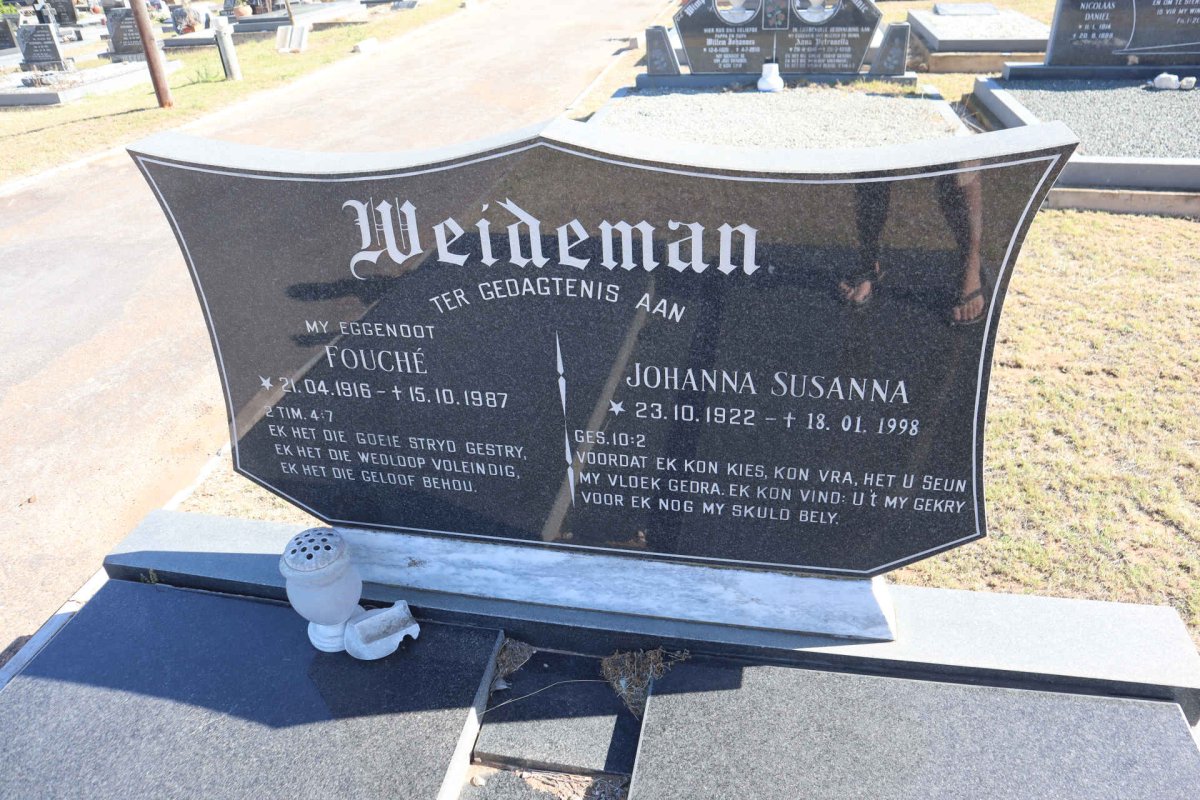 WEIDEMAN Fouche 1916-1987 & Johanna Susanna 1922-1998