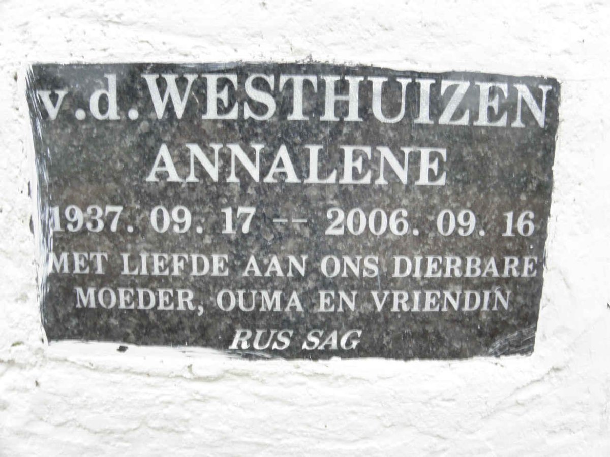 WESTHUIZEN Annalene, van der 1937-2006