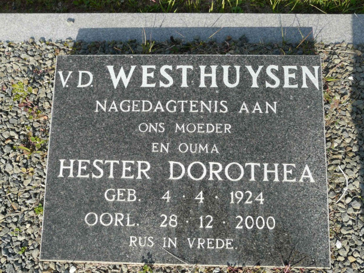 WESTHUYSEN Hester Dorothea 1924-2000
