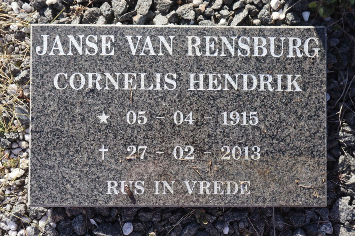RENSBURG Cornelis Hendrik, Janse van 1915-2013