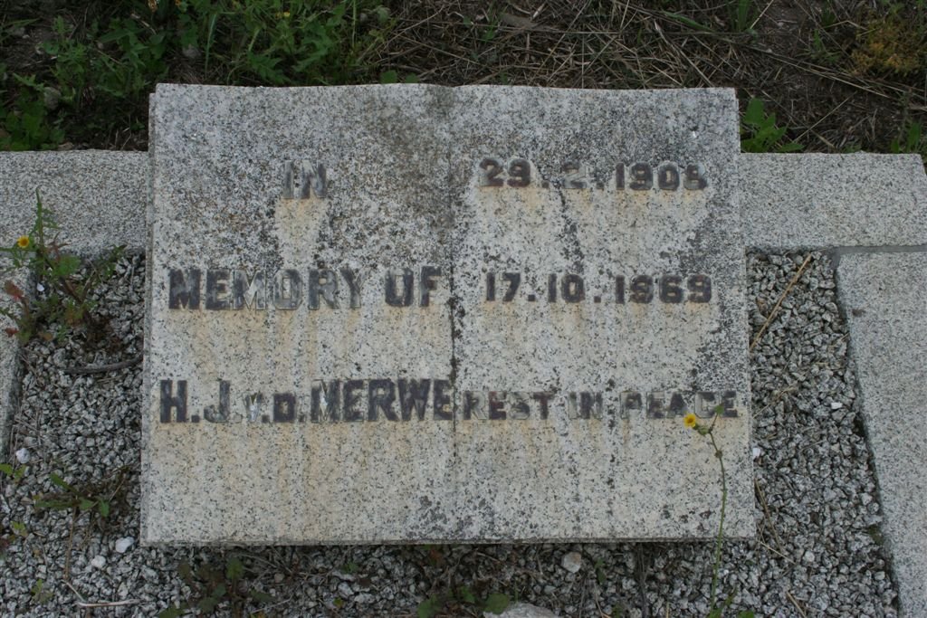 MERWE H.J., v.d. 1908-1969