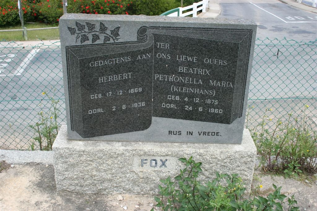 FOX Herbert 1869-1936 &amp; Beatrix Petronella Maria KLEINHANS 1875-1960
