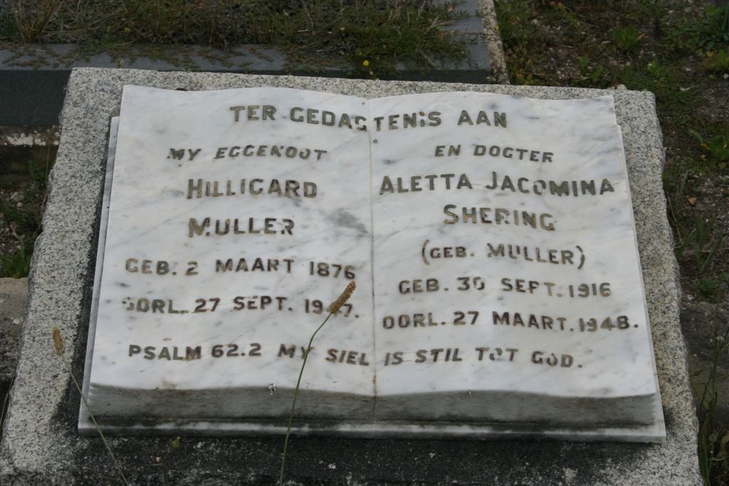 MULLER Hilligard 1876-1947 :: SHERING Aletta Jacomina nee MULLER 1916-1948