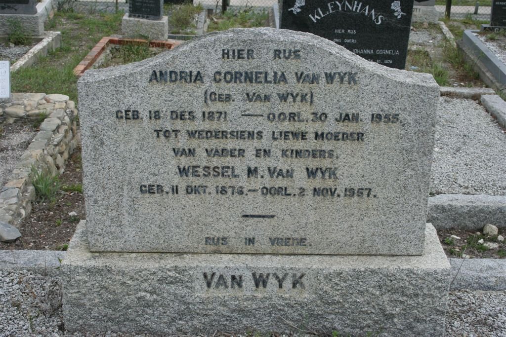 WYK Wessel M., van 1876-1957 &amp; Andria Cornelia 1871-1955