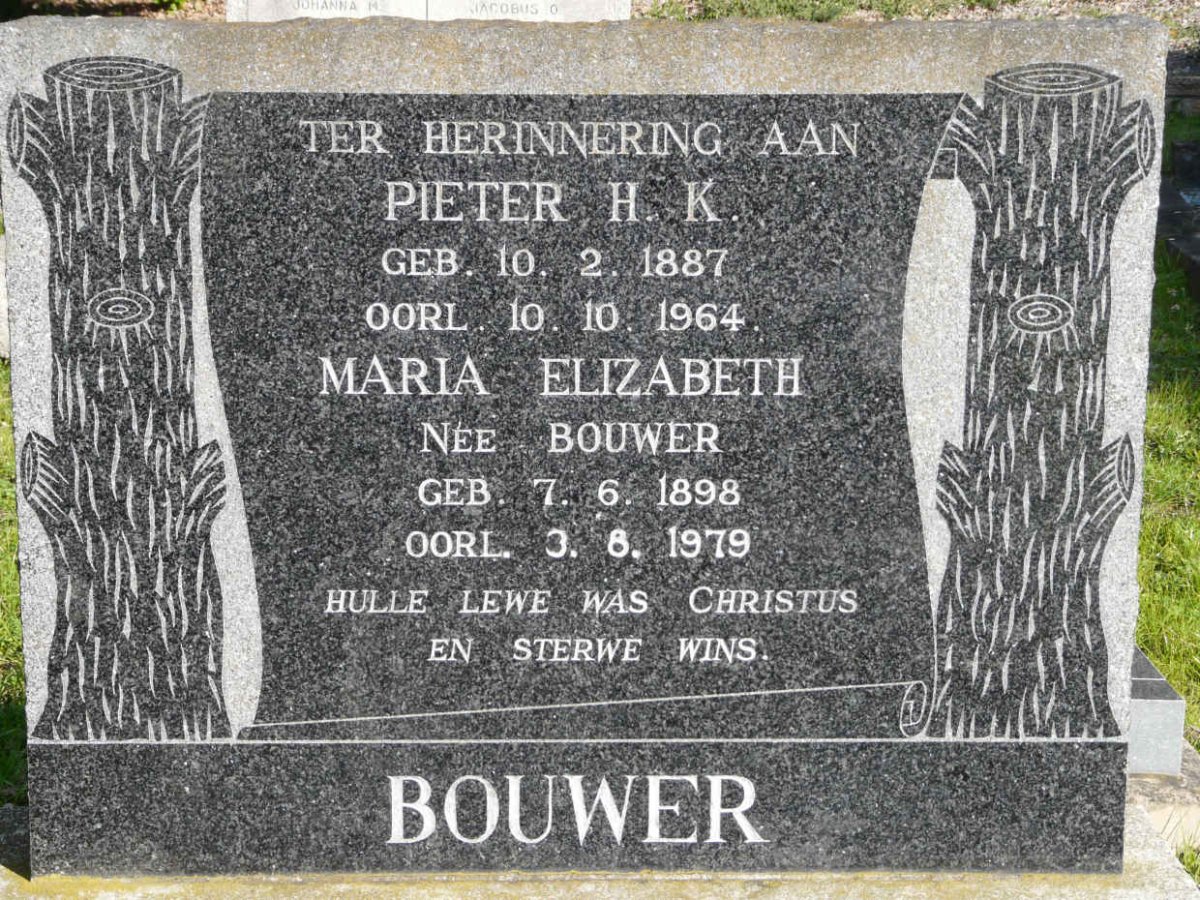 BOUWER Pieter H.K. 1887-1964 &amp; Maria Elizabeth neé BOUWER 1898-1979