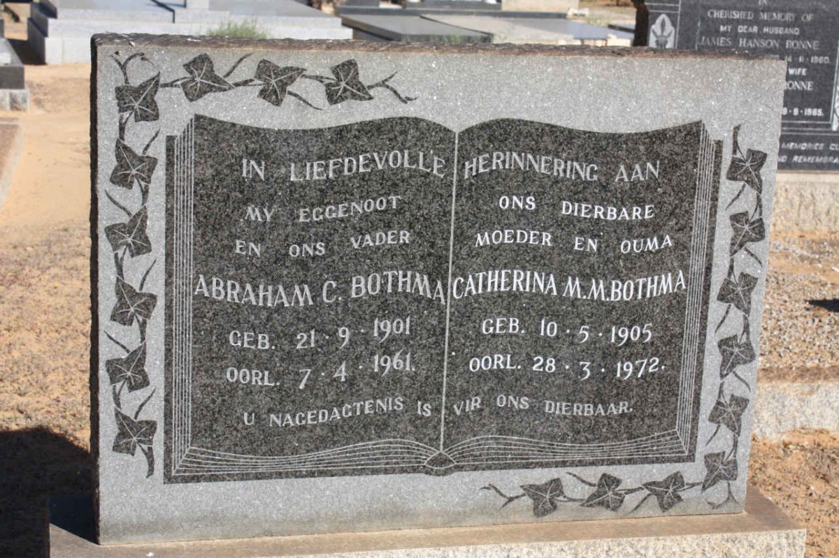 BOTHMA Abraham C. 1901-1961 &amp; Catherina M.M. 1905-1972