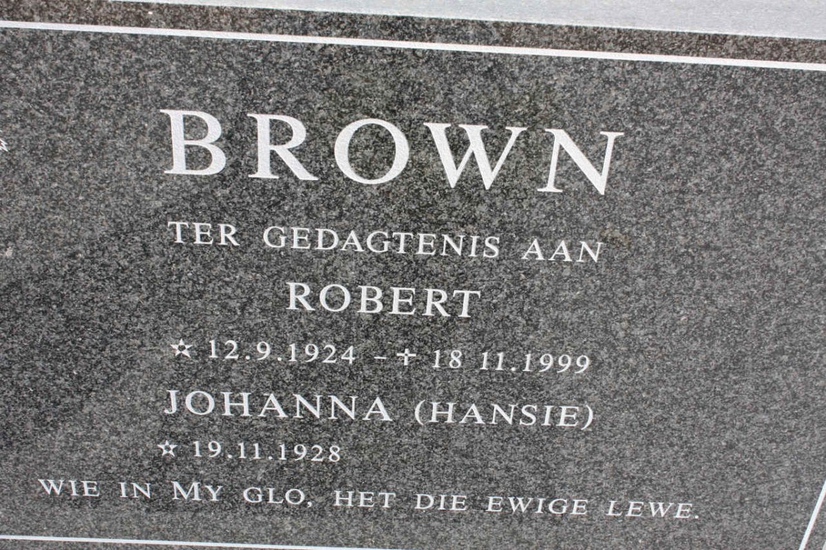 BROWN Robert 1924-1999 &amp; Johanna 1928-