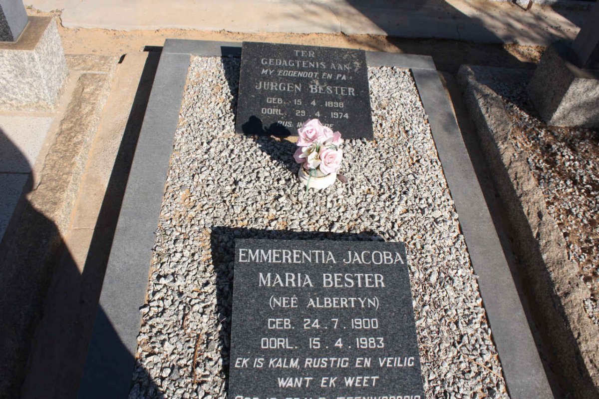 BESTER Jurgen 1898-1974 &amp; Emmerentia Jacoba Maria ALBERTYN 1900-1983