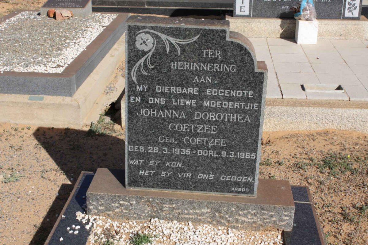 COETZEE Johanna Dorothea nee COETZEE 1935-1965