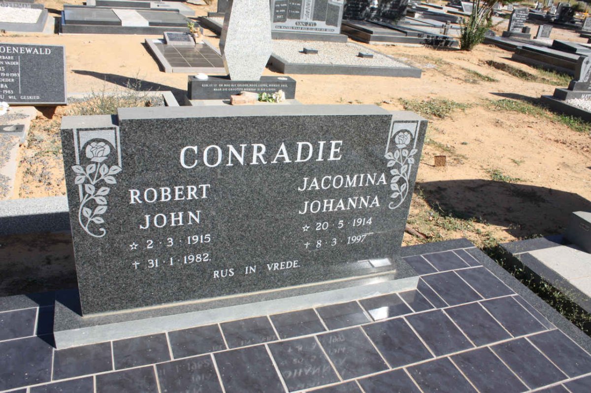 CONRADIE Robert John 1915-1982 &amp; Jacomina Johanna 1914-1997