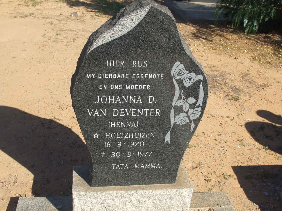 DEVENTER Johanna D., van nee HOLTZHUIZEN 1920-1977