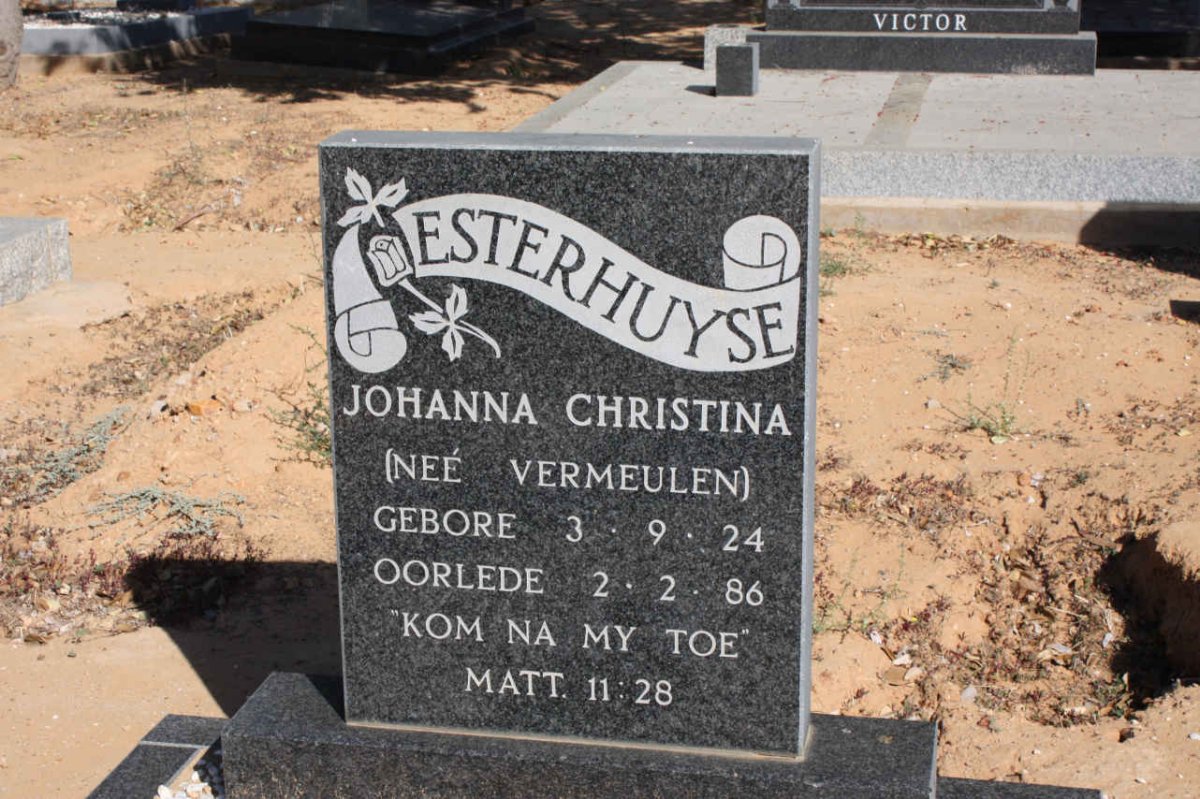 ESTERHUYSE Johanna Christina nee VERMEULEN 1924-1986 