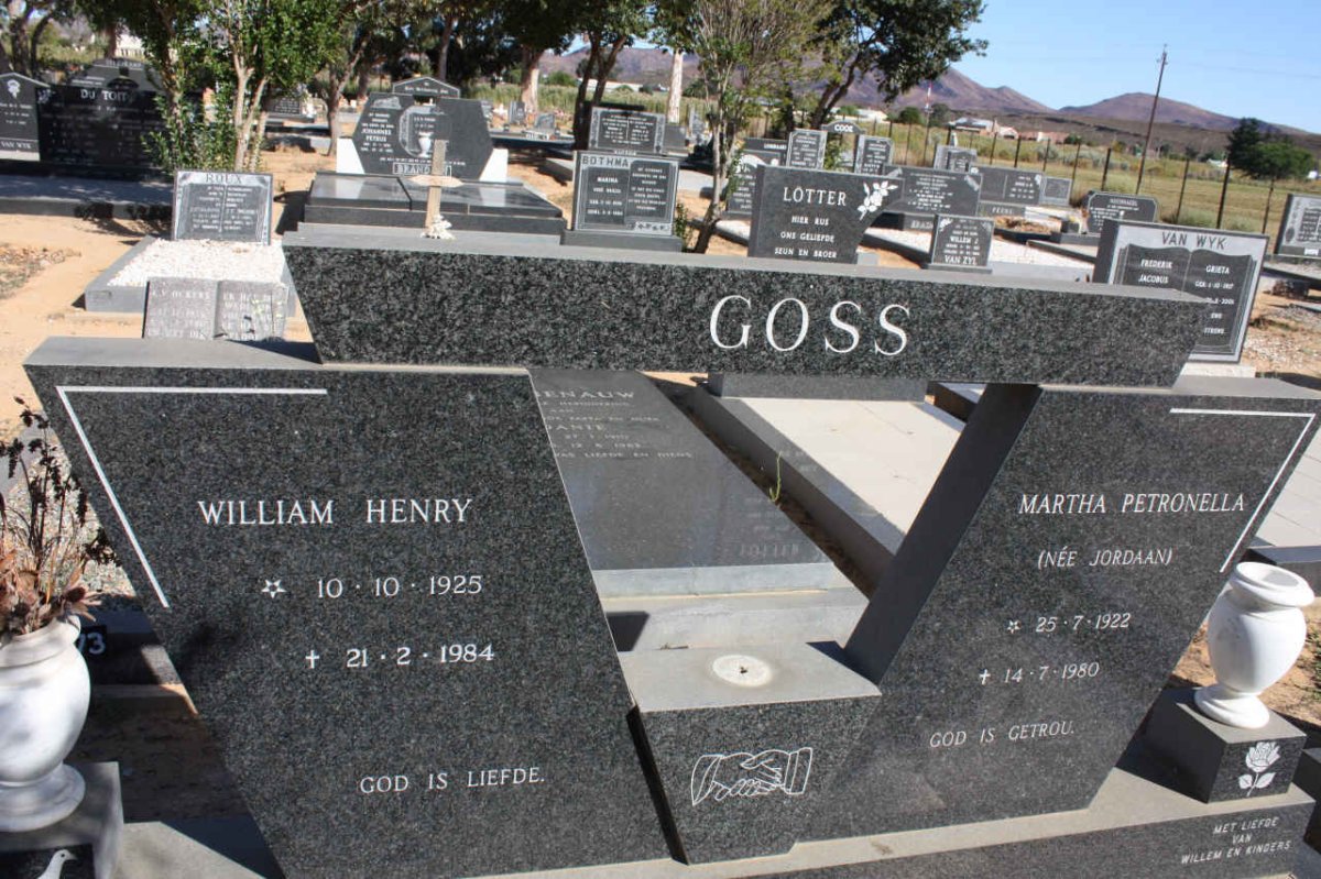 GOSS William Henry 1925-1984 &amp; Martha Petronella JORDAAN 1922-1980