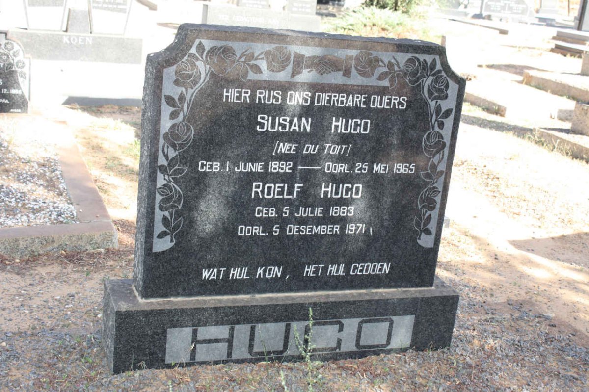 HUGO Roelf 1883-1971 &amp; Susan DU TOIT 1892-1965