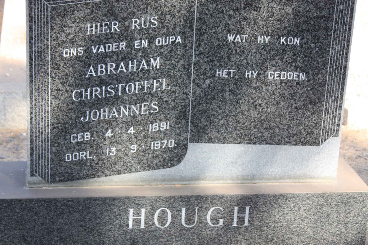 HOUGH Abraham Christoffel Johannes 1891-1970