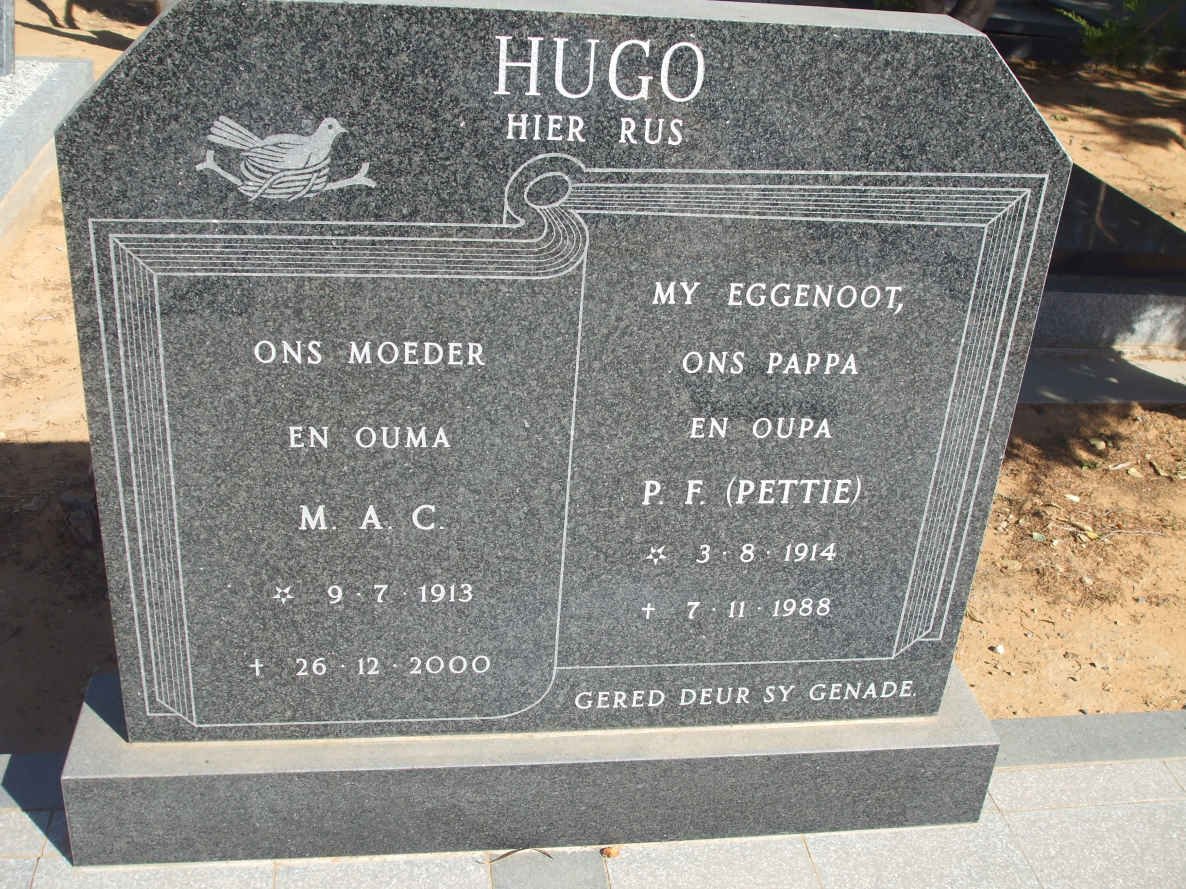 HUGO P.F. 1914-1988 &amp; M.A.C. 1913-2000