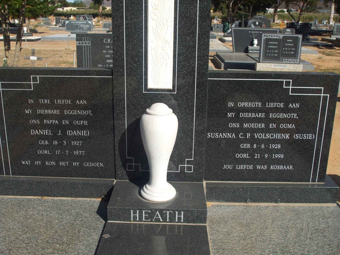 HEATH Daniel J. 1927-1977 &amp; Susanna C.P. Volschenk 1928-1998