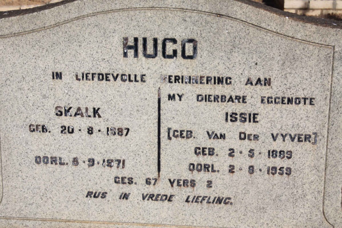 HUGO Skalk 1887-1971 &amp; Issie VAN DER VYVER 1889-1959