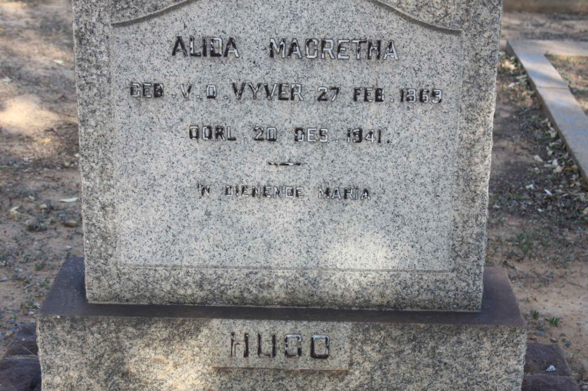 HUGO Alida Magretha nee V.D. VYVER 1863-1941