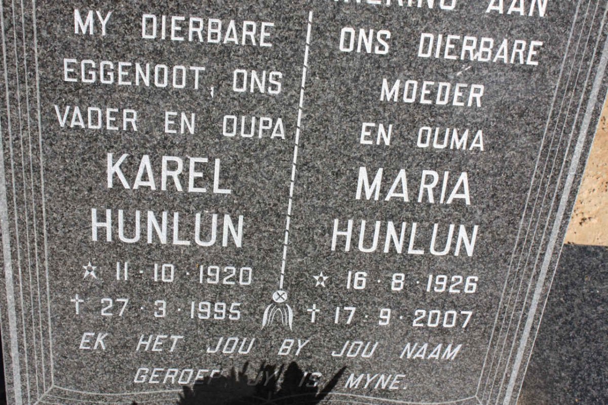 HUNLUN Karel 1920-1995 &amp; Maria 1926-2007