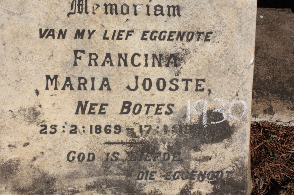 JOOSTE Francina Maria nee BOTES 1869-1930