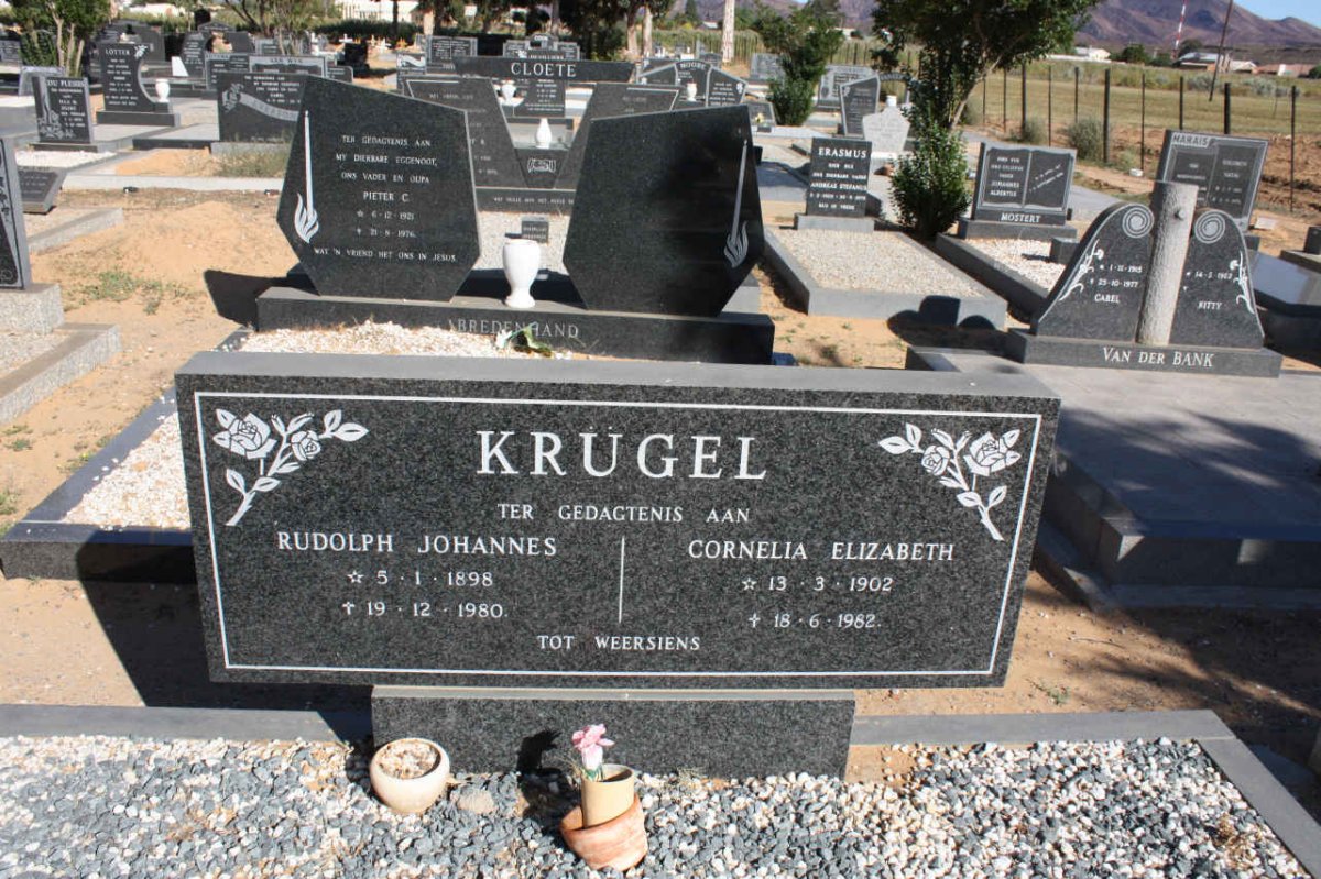 KRUGEL Rudolph Johannes 1898-1980 &amp; Cornelia Elizabeth 1902-1982